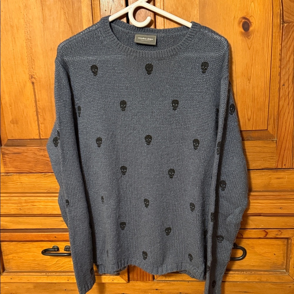 Wooden Ships Blue Skull Crewneck Sweater